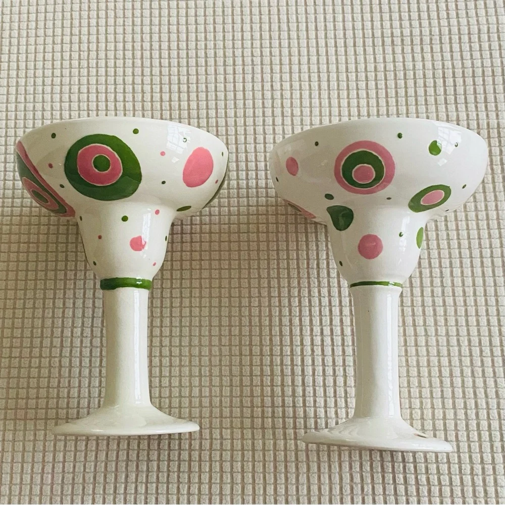 Hand-Painted Ceramic Pottery Margarita Goblet Set